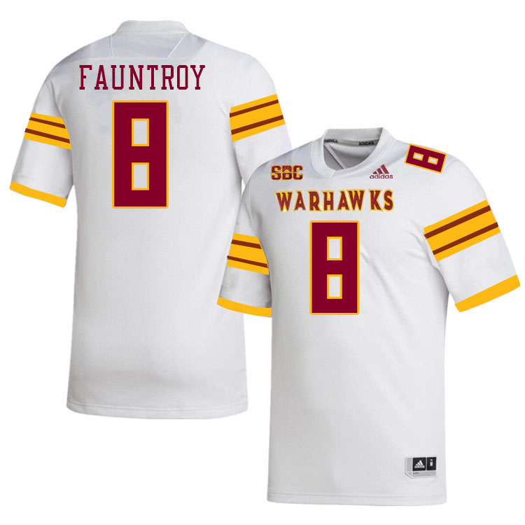 #8 Carl Fauntroy Louisiana-Monroe Warhawks College Football Jerseys Stitched-White